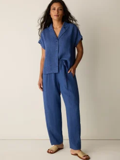 Washed Organic Linen Délavé Lantern Pant