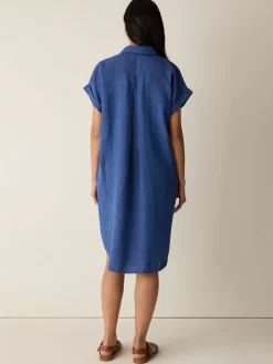 Washed Organic Linen Délavé Notch Collar Dress