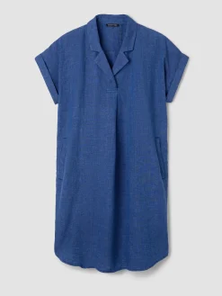 Washed Organic Linen Délavé Notch Collar Dress