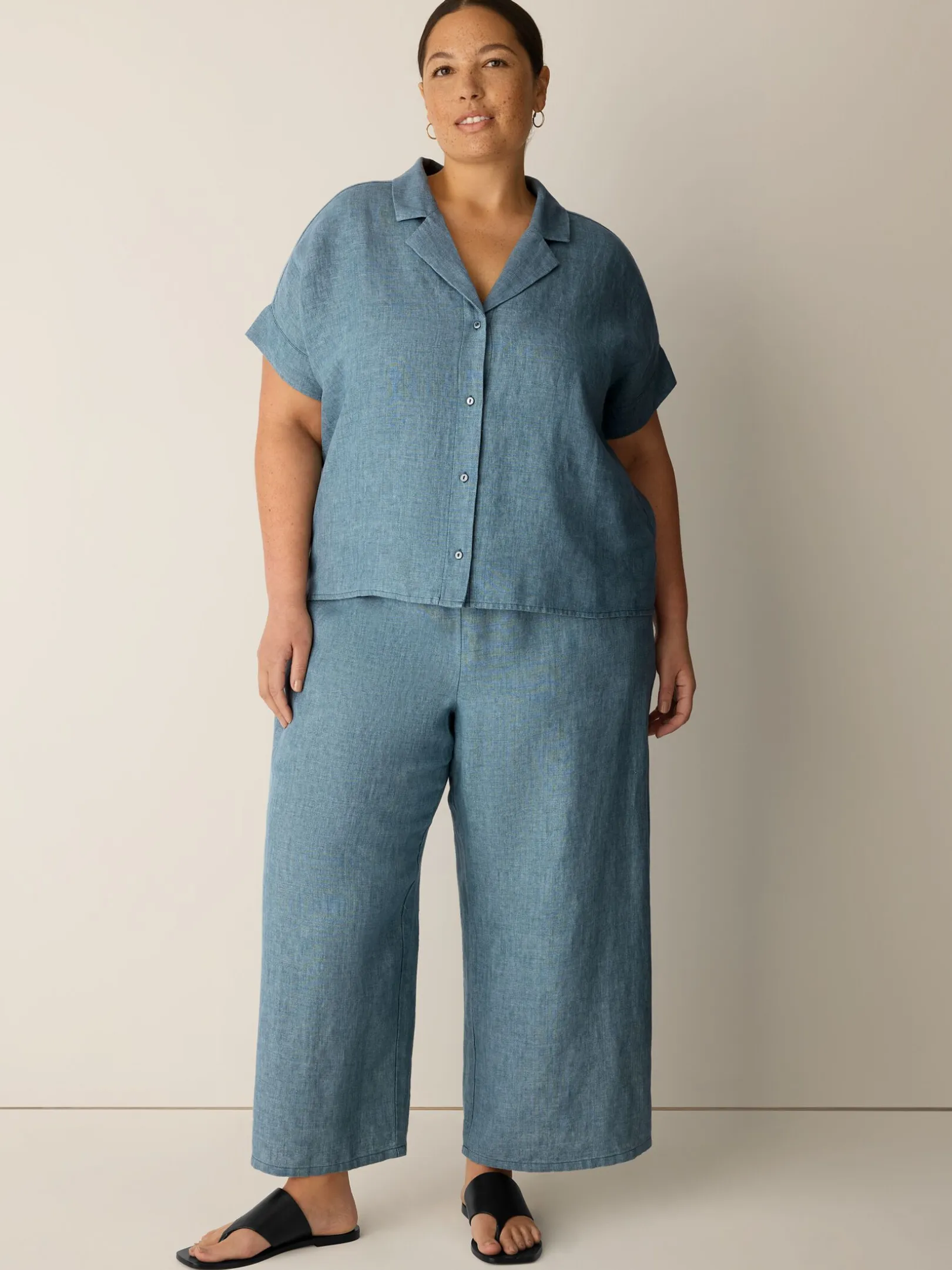 Washed Organic Linen Délavé Notch Collar Shirt