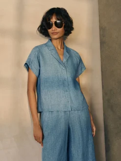 Washed Organic Linen Délavé Notch Collar Shirt