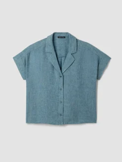 Washed Organic Linen Délavé Notch Collar Shirt
