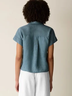 Washed Organic Linen Délavé Notch Collar Shirt
