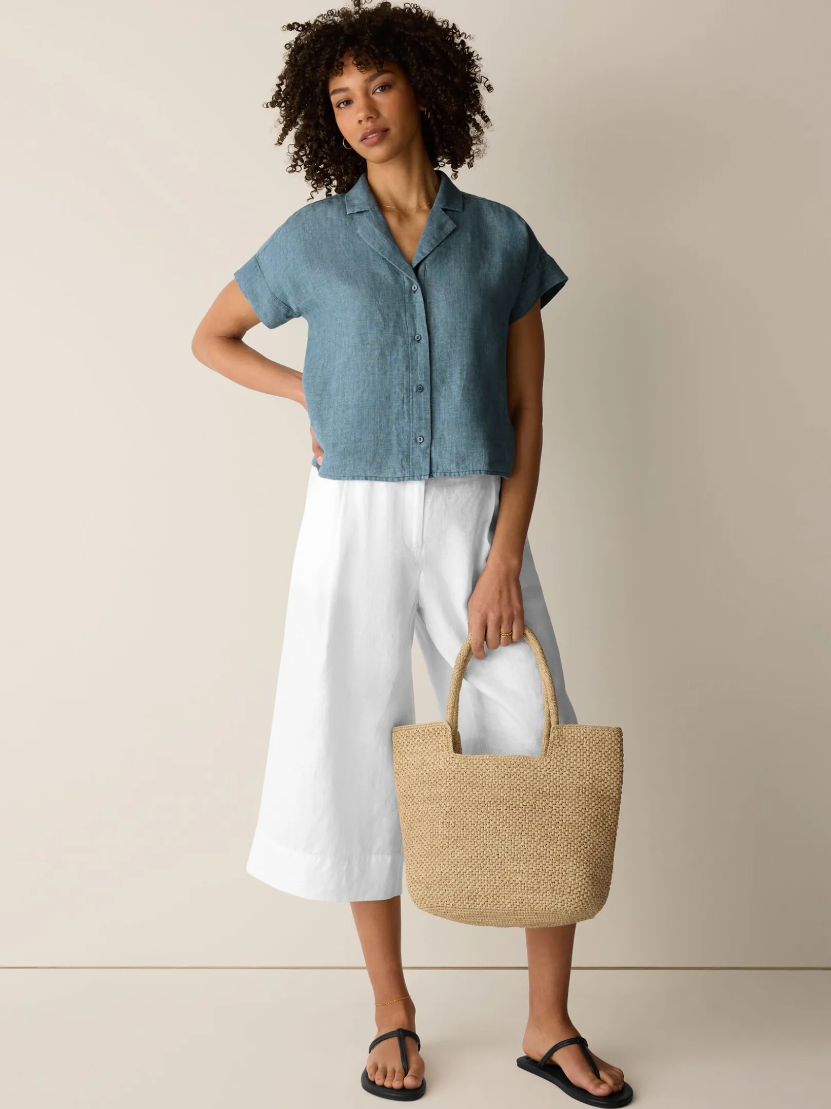 Washed Organic Linen Délavé Notch Collar Shirt