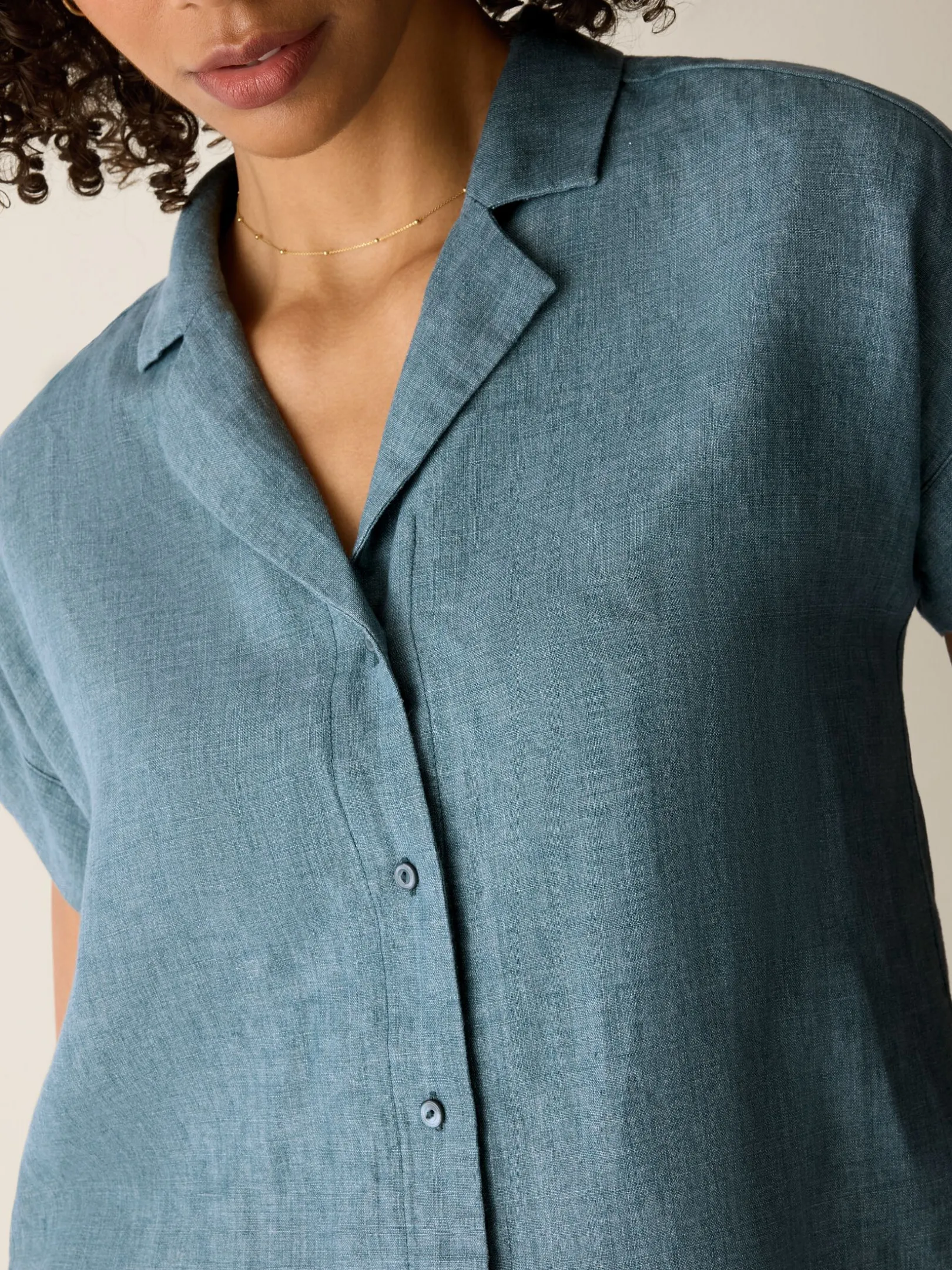 Washed Organic Linen Délavé Notch Collar Shirt