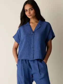 Washed Organic Linen Délavé Notch Collar Shirt