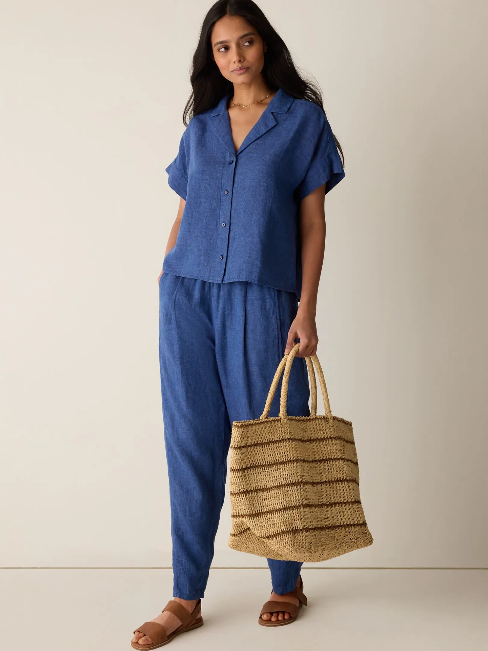 Washed Organic Linen Délavé Notch Collar Shirt
