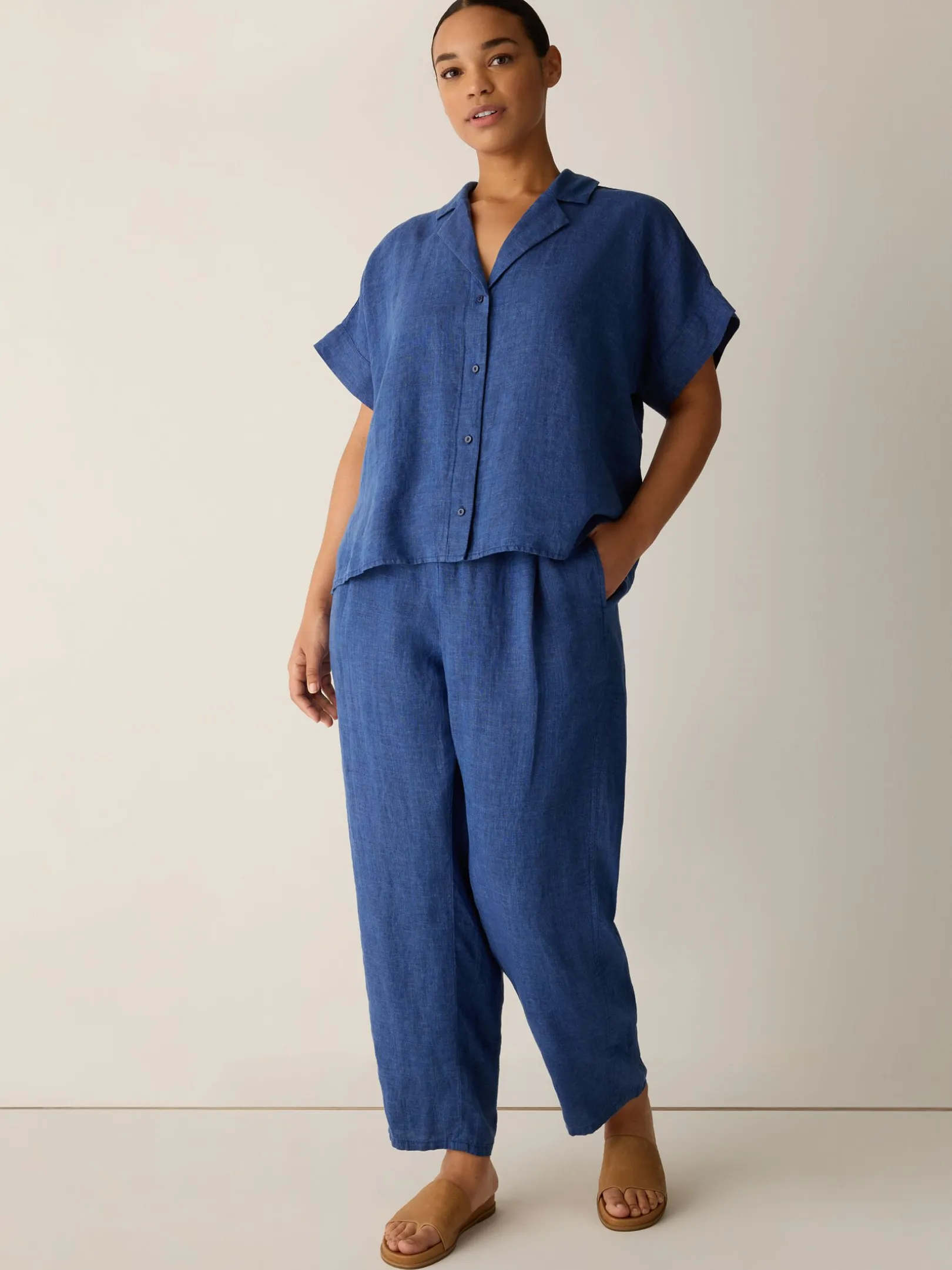 Washed Organic Linen Délavé Notch Collar Shirt