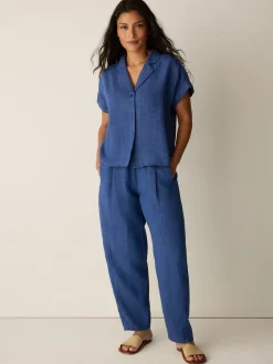 Washed Organic Linen Délavé Notch Collar Shirt