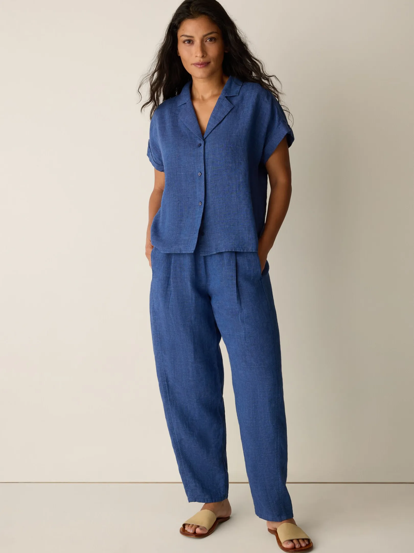 Washed Organic Linen Délavé Notch Collar Shirt