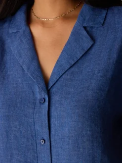 Washed Organic Linen Délavé Notch Collar Shirt