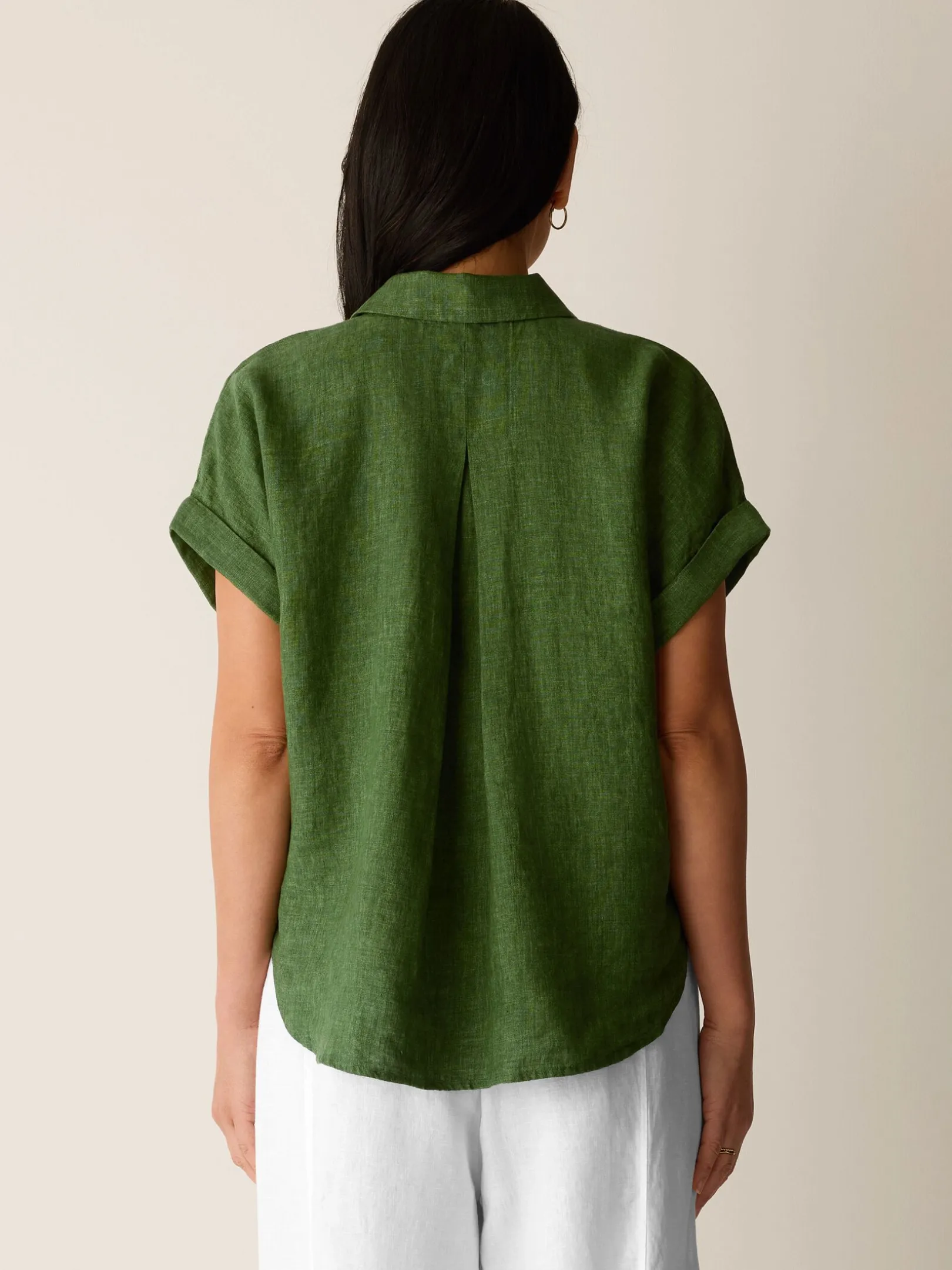 Washed Organic Linen Délavé Notch Collar Top