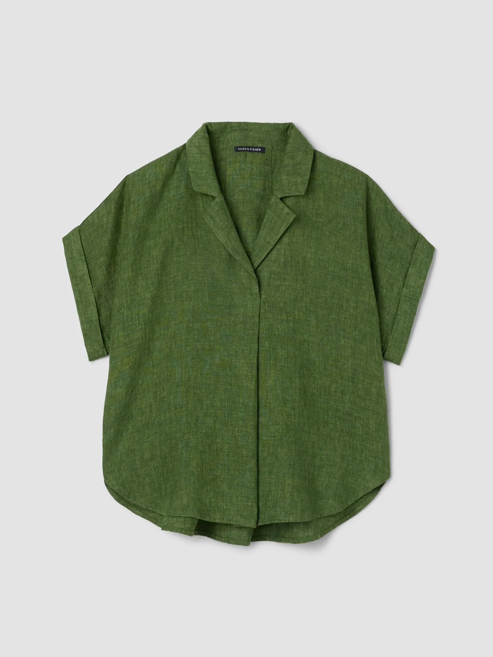 Washed Organic Linen Délavé Notch Collar Top