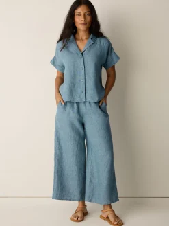 Washed Organic Linen Délavé Wide-Leg Pant