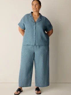 Washed Organic Linen Délavé Wide-Leg Pant