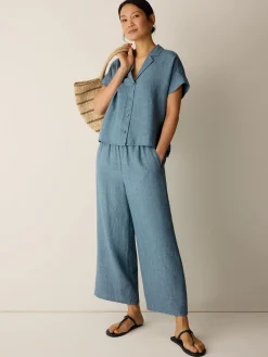 Washed Organic Linen Délavé Wide-Leg Pant