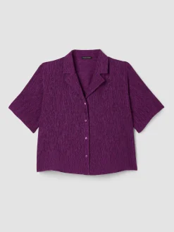 Woven Plissé Notch Collar Shirt