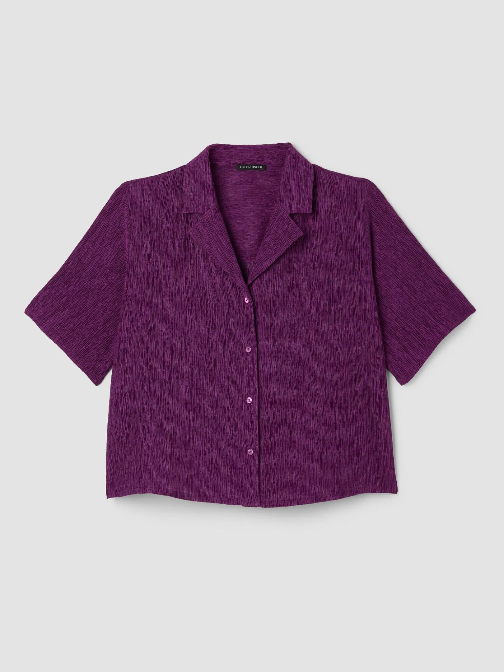 Woven Plissé Notch Collar Shirt