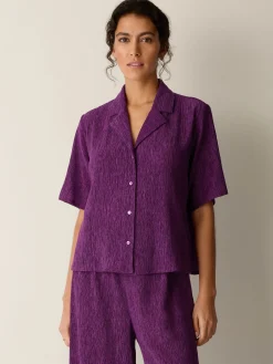 Woven Plissé Notch Collar Shirt