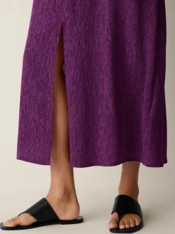Woven Plissé Round Neck Dress