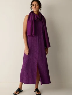 Woven Plissé Round Neck Dress