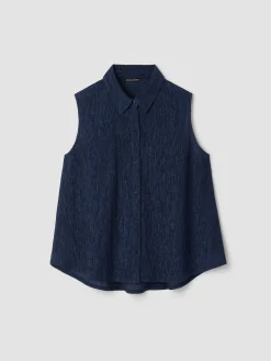 Woven Plissé Sleeveless Shirt