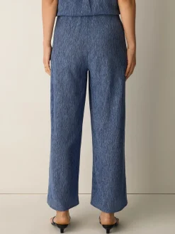 Woven Plissé Wide-Leg Pant