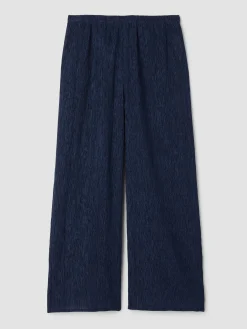 Woven Plissé Wide-Leg Pant